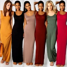 Elegant Women Sexy Dress O-Neck Sleeveless Slim Maxi Dress High Stretch Tank Robe Spring Summer Thin Long Dress Vestidos 2024 - buy cheap