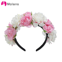 Molans New Wedding Headband Solid Large Flower Headbands Pink Wide Hair Hoops Bride Bridesmaid Photography Hair Accessories 2024 - buy cheap