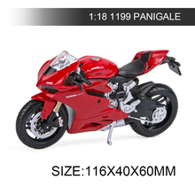 Maisto-motocicleta Ducati 1199 PANIGALE, juguete de carreras en miniatura, color rojo fundido a presión, escala 1:18 2024 - compra barato