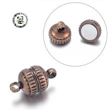 Brass Magnetic Clasps, Nickel Free, Round, Antique Bronze, 13x8mm, Hole: 1mm 2024 - buy cheap