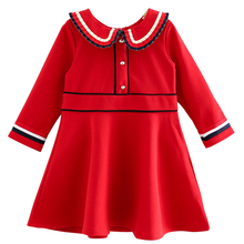 Vestidos de niñas 2020 otoño nueva ropa de niños niñas rayado Simple muñeca Collar cintura vestido de princesa de manga larga 2024 - compra barato