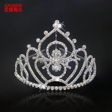 Ainameisi luxo noiva tiaras pageant grande coroa para as mulheres strass headbands casamento acessórios moda jóias de cabelo 2024 - compre barato