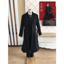 Cosplay de Anime de perros callejeros bungou, disfraz de Osamu Dazai, disfraz de Cosplay para hombre, pantalón negro de gabardina con lazo, conjunto de 4 uds, disfraz de Halloween 2024 - compra barato