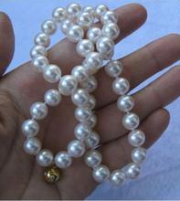 Бесплатная доставка Классический 8,5-9 мм натуральный японский Akoya белый жемчуг ожерелье 18 дюймов 2024 - купить недорого