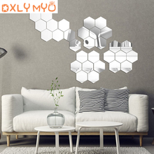 7 unidades/juego de pegatinas de espejo hexagonales, adhesivo decorativo de espejo acrílico 3D, decoración impermeable para el hogar, Mural Autocollant 2024 - compra barato