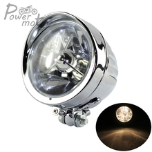 Farol dianteiro com lente de vidro para motocicleta, lâmpada vintage h4 de fechamento personalizado 4.5 "para harley softail dyna chopper bobber 2024 - compre barato