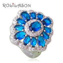Ювелирные изделия для женщин, изящные кольца, стильные, серебристые, с голубым цирконием, модные ювелирные изделия, кольца, размер США #6 #7 #8 #9 #10 JR2118 2024 - купить недорого