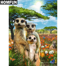 HOMFUN-pintura de diamante 5D DIY "Familia Meerkat", cuadrados o redondos de imitación bordado de diamantes, estilo punto de cruz 5D, decoración del hogar, regalo, A04016 2024 - compra barato