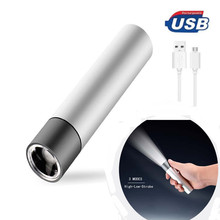 Mini linterna LED USB para exteriores, luz de Camping recargable, resistente al agua, lámpara de Banco de energía, 3 modos de luz de Flash práctica 2024 - compra barato