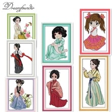 The Hanfu beauty-kit de punto de cruz, lienzo estampado con cuentas, bordado artesanal, costura hecha a mano, aida 14ct 11ct 2024 - compra barato