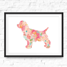 Quadro de aquarela floral para cães baratas e spaniel, arte impressa para viveiro, pintura de parede, cães, animais de estimação, decoração de quarto de bebê 2024 - compre barato
