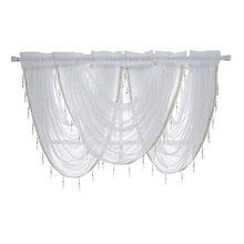American Pelmet Waterfall Valance Sheer Curtains for Window Silver Wire Thin Tulle Coffee Short Drape Curtain Vintage 2024 - buy cheap