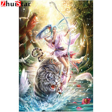 Full square 5D DIY diamond painting beauty cross stitch anime tiger mosaic diamond embroidery rhinestone home decoration ZWQ 2024 - buy cheap