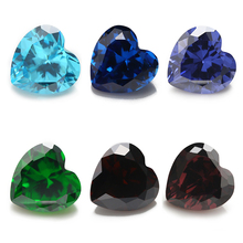 Size 3x3~10x10mm Heart Shape Green SeaBlue Tanzanite Coffee Blue Rhodolite 5A Synthetic Cubic Zirconia Gems 2024 - buy cheap