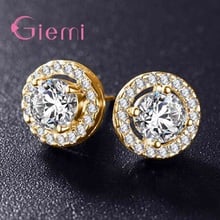 Lovely 925 Sterling Silver Stud Earrings Shining Clear Cubic Zirconia Paved Wedding Engagement Accessories Women Girl Jewelry 2024 - buy cheap