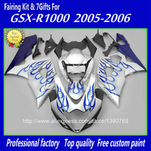 Hot Sale fairing kit for Injection mold SUZUKI 2005 2006 GSXR 1000 05 06 K5 GSXR1000 blue flames silver fairings set RR93 2024 - buy cheap