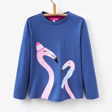 Little Maven New Autumn Spring Children Clothing Flamingo Birds Printed Full- sleeved O-neck Cotton Knitted Girls  Casual Tshirt 2024 - buy cheap