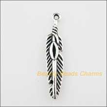 Fashion 30Pcs Tibetan Silver Color Animal Feather Charms Pendants 5x27mm 2024 - buy cheap