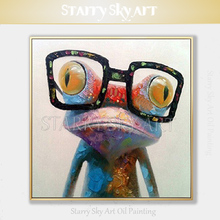 Best Selling Artist Hand-painted High Quality Funny Animal Frog Oil Painting on Canvas Fine Art Frog with Glasses Oil Painting 2024 - buy cheap