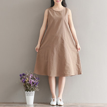 2019 Fashion Slim Elegant Summer Dress Women Sleeveless Party Beach Tank Vestido Cotton Linen Dress RE2362 2024 - buy cheap