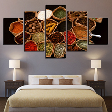 Decoración Modular para sala de estar pinturas modernas obras de arte 5 piezas alimentos especias cartel HD impresión imágenes en lienzo arte de pared 2024 - compra barato