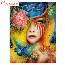 5D Full Square Round DIY Diamond embroidery hat bird fairy Diamond Painting Cross Stitch Pictures Mosaic Rhinestones Decoration 2024 - buy cheap