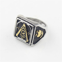 Silver color Gold color Men's Square Freemason Masonic Templar Ring US SIZE 7/8/9/10/11/12/13/14/15 2024 - buy cheap