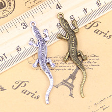 38 pçs jóias encantos lagarto gecko 56x15mm antigo prata chapeado pingentes fazendo diy artesanal tibetano jóias de prata 2024 - compre barato