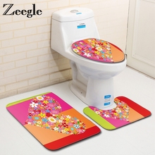 Zeegle 3PCS Bathroom Mat Set Creative Heart Carpets For Bathroom Non-Slip Toilet Mats Pedestal Rug Lid Toilet Cover Bath Mat 2024 - buy cheap