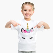 Camisetas de unicornio de dibujos animados para niño de verano, camisetas de manga corta para niñas pequeñas, 2021 2024 - compra barato