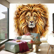 Custom 3D large mural,lion head oil  painting papel de parede ,living room TV wall bedroom wallpaper 2024 - buy cheap