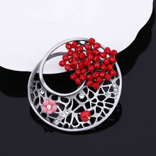 JUJIE Red Beads Manual Weave Flowers Brooches For Women Rhinestone Resin Wreath Brooch Pins Fashion  Jewelry 2024 - buy cheap
