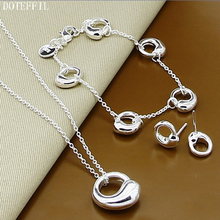 DOTEFFIL 925 Sterling Silver 18 inch Chain Water Drops Necklace Bracelet Earring Set For Woman Wedding Engagement Jewelry 2024 - buy cheap