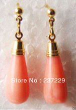 Wholesale price FREE SHIPPING ^^^^Jewelry Pink Coral Drip GP Earrings 2024 - buy cheap