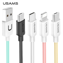USAMS 1m 2A Type C Micro USB Lightning Mobile Phone Cable For iPhone 13 12 11 Sumsung Huawei  Xiaomi Sync Data Charger Cables 2024 - buy cheap