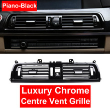 LHD левосторонний привод пианино-черный центр Средний автомобиль кондиционер вентиляционное отверстие гриль розетка панель Хромированная Пластина для BMW 5 серии F10 F18 2024 - купить недорого