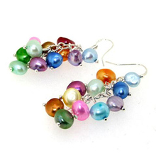 Elegant 100% Genuine Freshwater Pearl Dangle Earrings For Women,5-7mm Multicolor Baroque Pearl Jewellery 2024 - buy cheap