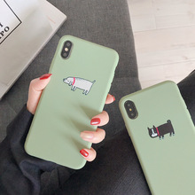 Gykz bonito cachorro impressão verde cabido caso para iphone 7 xs max x 6s 8 mais anima padrão macio matte capa de telefone para o iphone xr escudo 2024 - compre barato