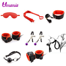 Juguetes sexuales para parejas, esposas de nailon para Bondage, pinzas para pezones, Collar, látigo, juguete Sexy, herramienta sexual para adultos, productos sexuales 2024 - compra barato