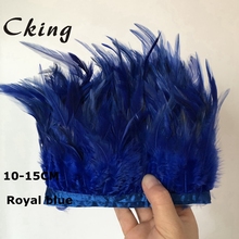 Cking-Accesorios de tela de carnaval, adornos de plumas de gallo de 5-10 metros, color azul real, 10-15cm de ancho 2024 - compra barato