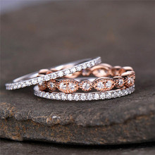3pcs/set Bohemian Ring Set Dainty Rose Gold Filled Flower Ring Bridal Wedding Band Promise Engagement Rings For Women anillos 2024 - buy cheap