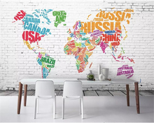 beibehang Custom 3d wallpaper mural Brick pattern world map decorative painting background wall wall papers home decor wallpaper 2024 - buy cheap