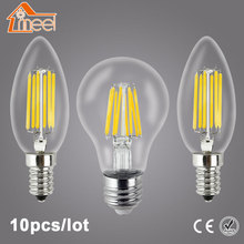 10Pcs LED Lamp 220V E27 E14 LED Filament Light Lamp 2W 4W 6W 8W Vintage Edison Bulb Candle Glass Led Specialty Decorative Light 2024 - buy cheap