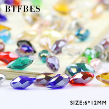 BTFBES-Colgante de gota de agua de Briolette de 6x12mm, cuentas de cristal austriaco, 50 Uds. De cuentas sueltas de vidrio en forma de lágrima para fabricación de joyas, pulsera DIY 2024 - compra barato