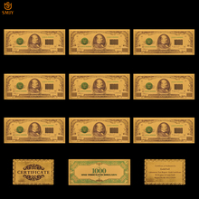 Novo produto 2018 dólar dos eua 1000 presente em 24k folha de ouro notas réplica de papel moeda coleção de ornamento de escritório em casa 2024 - compre barato