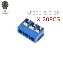 KF301-3P de tornillo KF301, 3 pines, 5,0mm, recta, PCB, azul, WAVGAT, 20 unids/lote 2024 - compra barato