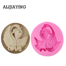 M1247 1Pcs Lovely Swan Shape 3D Fondant Silicone Mold Candle Chocolate Soap Moulds Wedding Cake Decorating Kitchen Baking 2024 - buy cheap