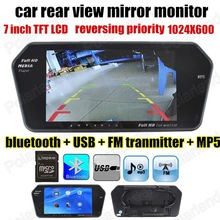 Monitor de coche bluetooth 7 pulgadas espejo retrovisor MP5 reproductor MP4 transmisor FM Control remoto soporte cámara trasera USB/TF reverso 2024 - compra barato