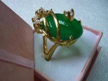 Hermoso y encantador anillo de piedra verde 18KGP (#7 8 9) 2024 - compra barato