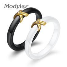 Modyle-anillo de Color dorado para mujer, anillos de cerámica blanca de cristal AAA CZ, bandas de boda, joyería de moda 2024 - compra barato
